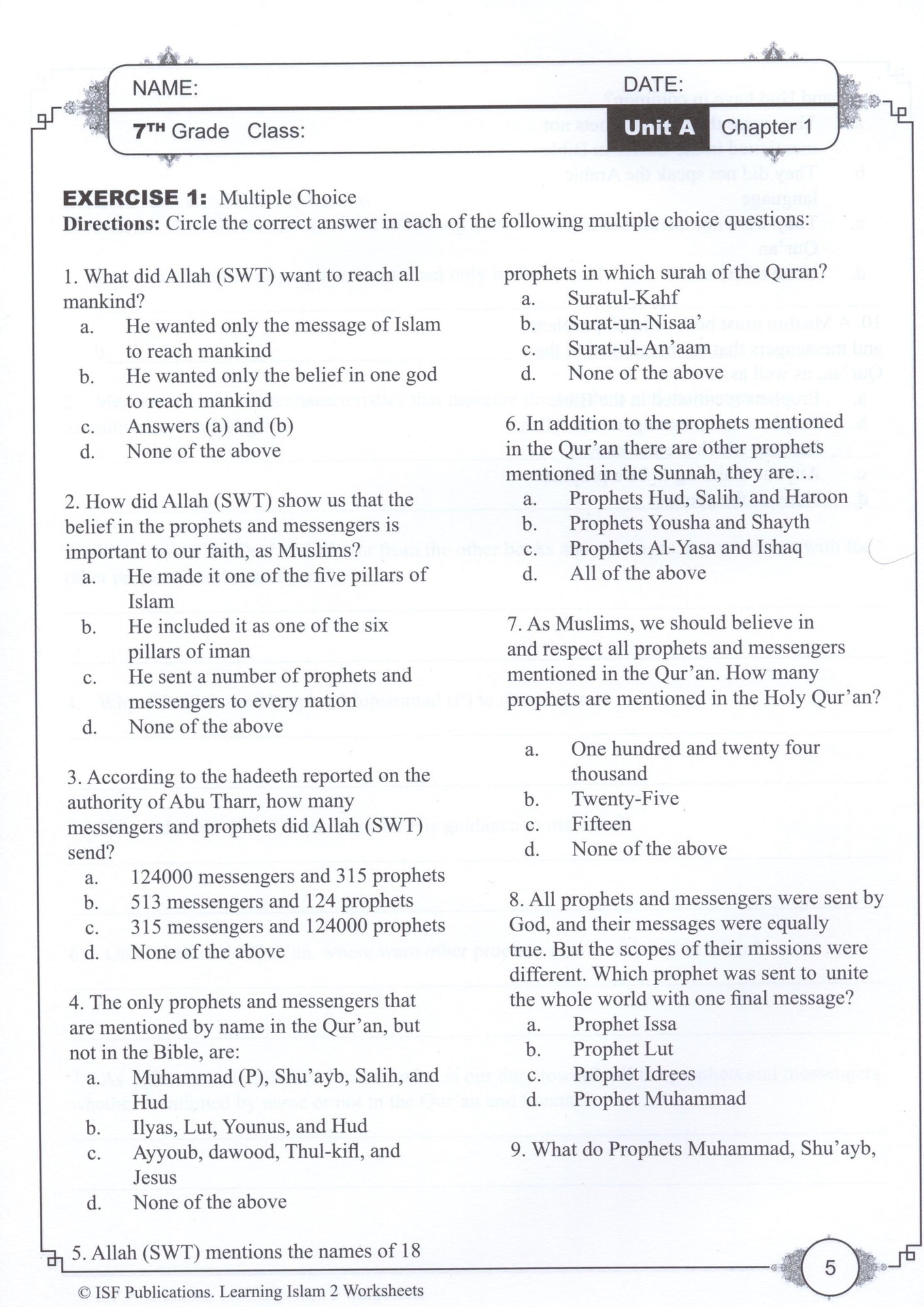 Learning Islam Workbook - Level 2 (Grade 7)