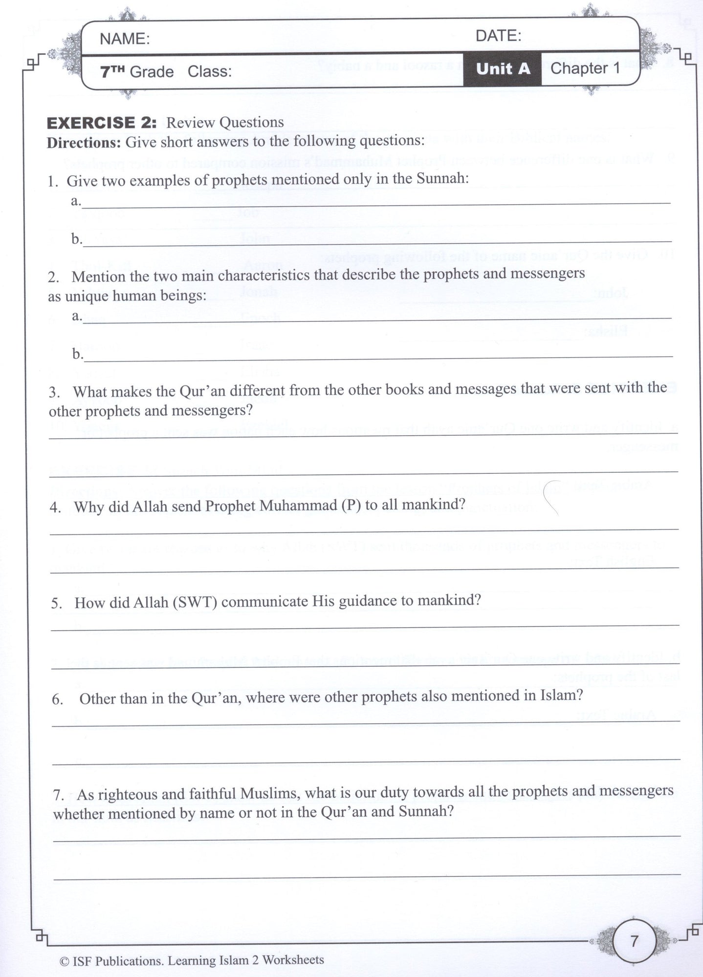Learning Islam Workbook - Level 2 (Grade 7)