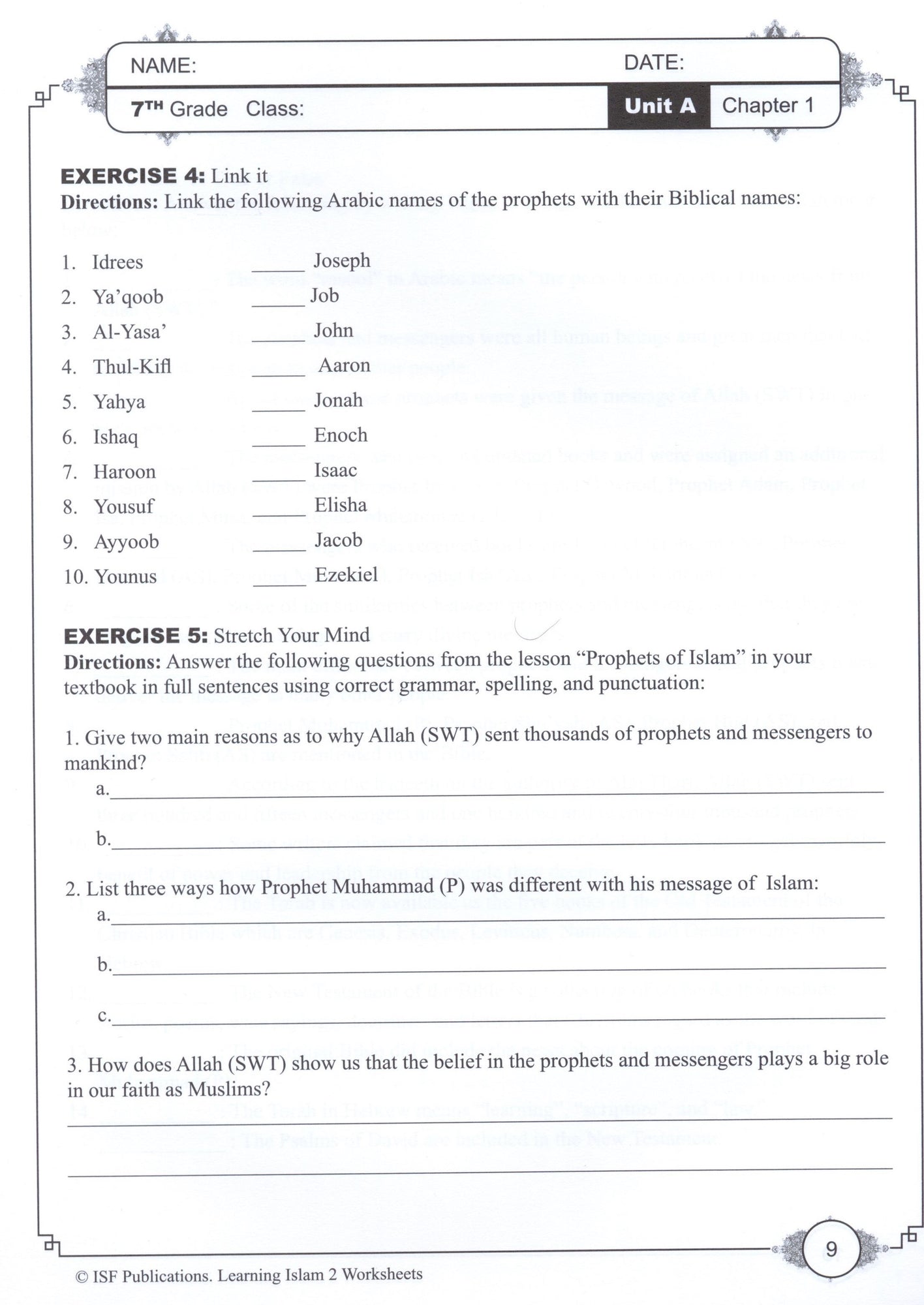 Learning Islam Workbook - Level 2 (Grade 7)