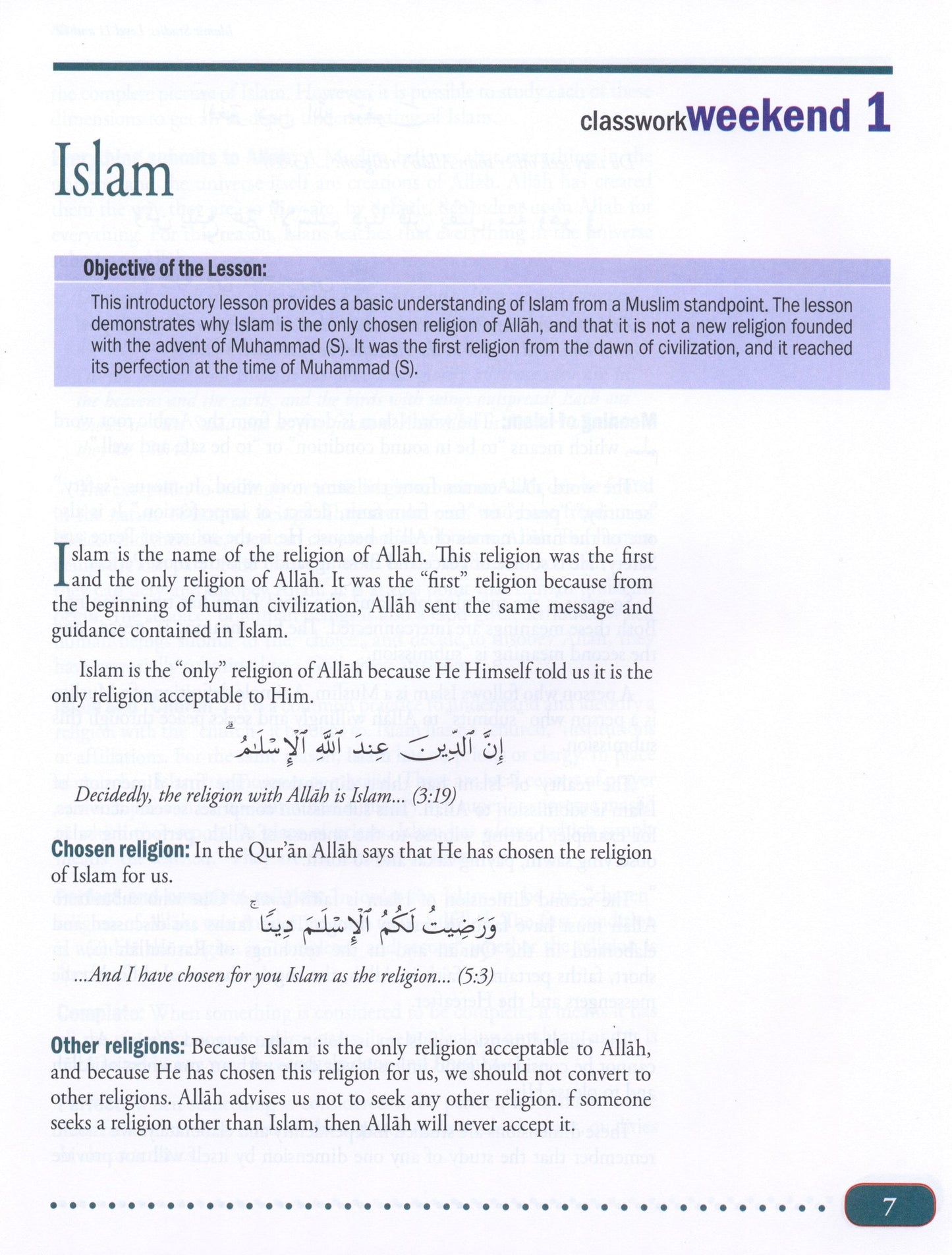 Weekend Learning Islamic Studies - Level 11-12