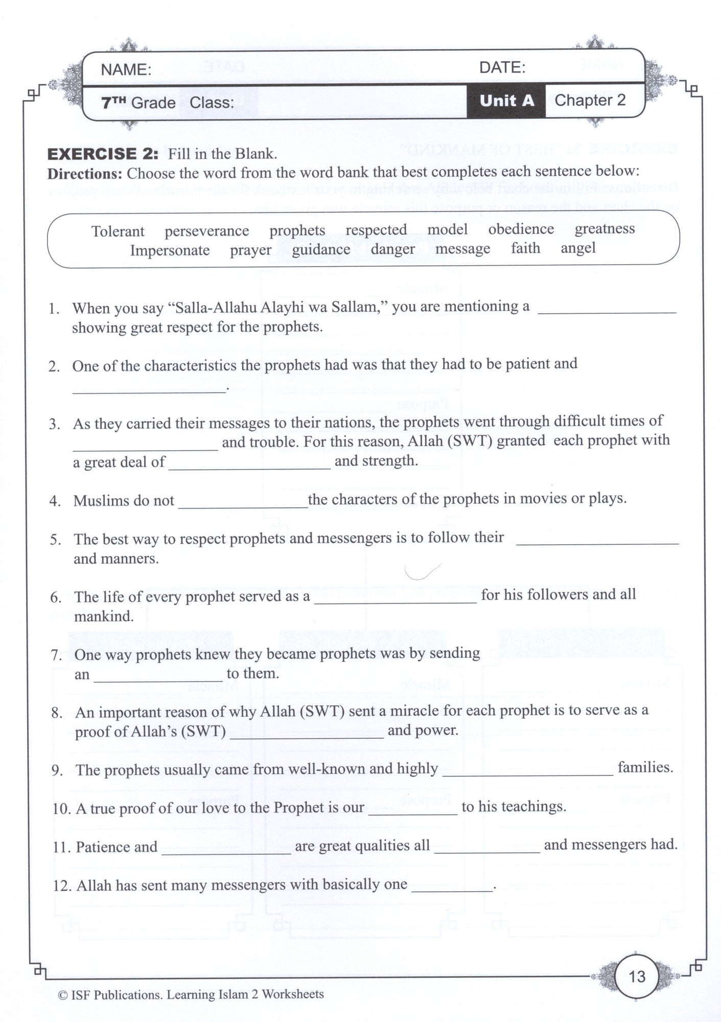 Learning Islam Workbook - Level 2 (Grade 7)