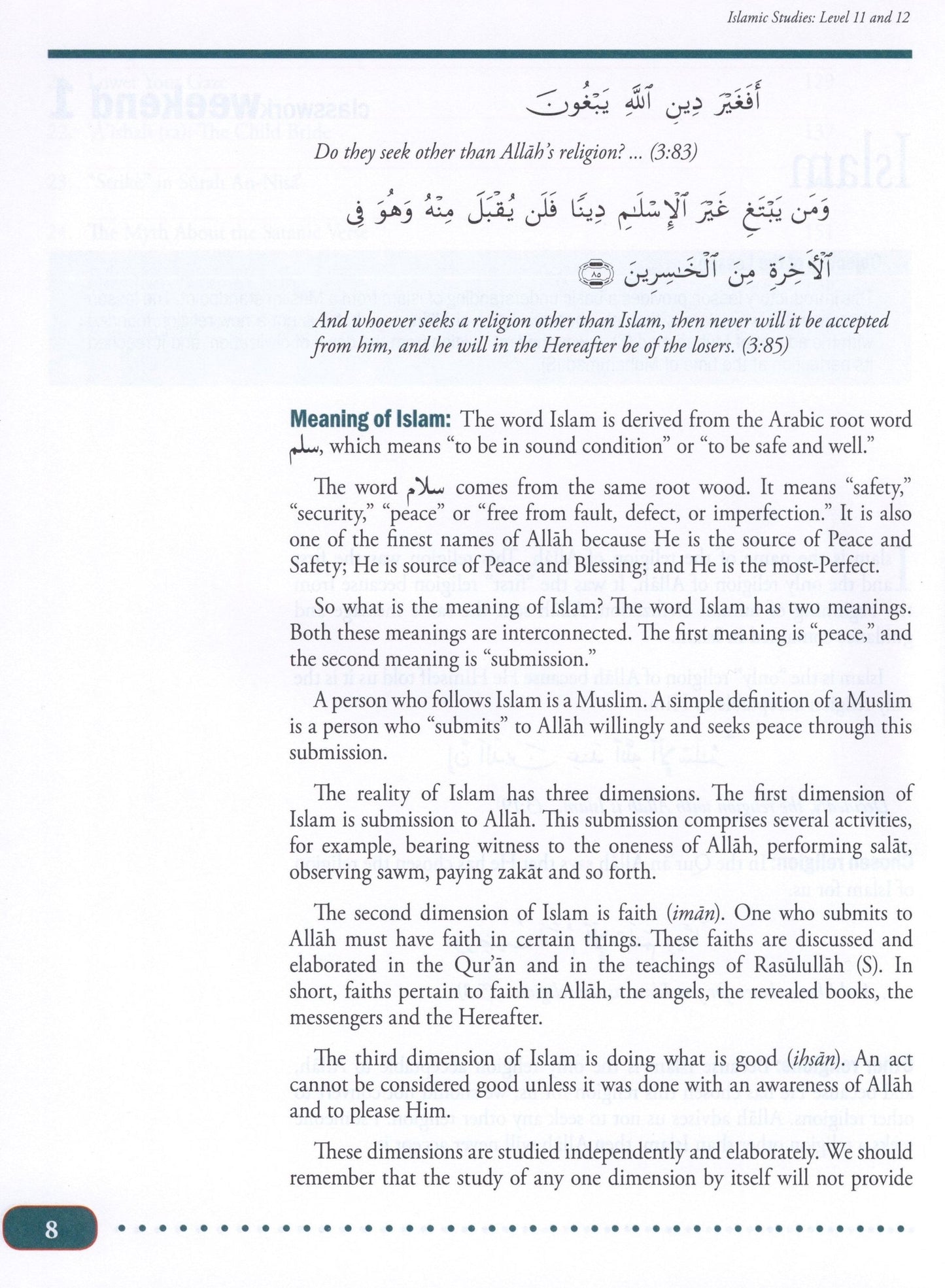Weekend Learning Islamic Studies - Level 11-12