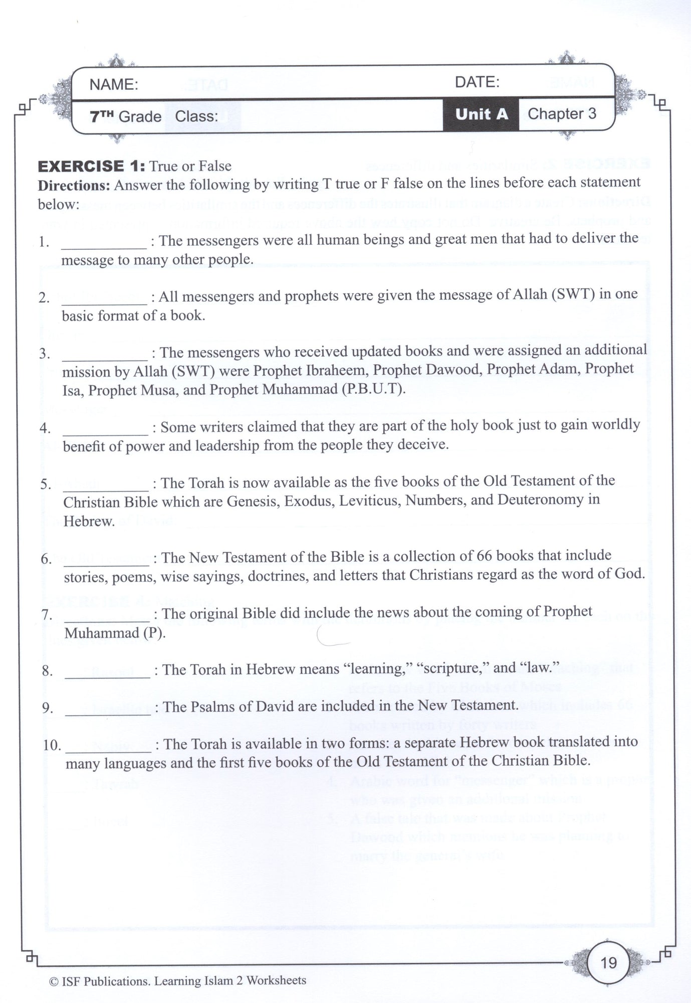 Learning Islam Workbook - Level 2 (Grade 7)