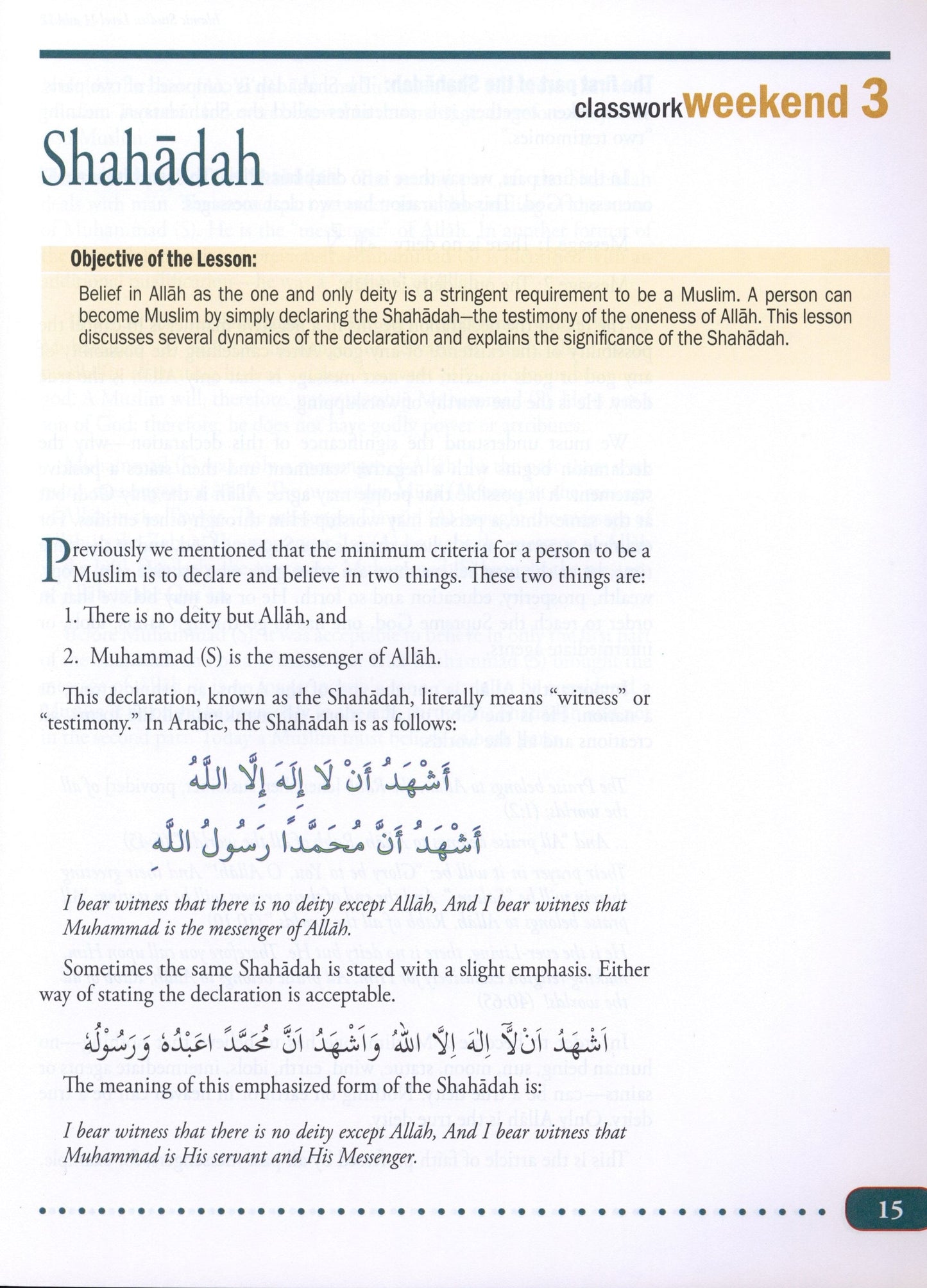 Weekend Learning Islamic Studies - Level 11-12