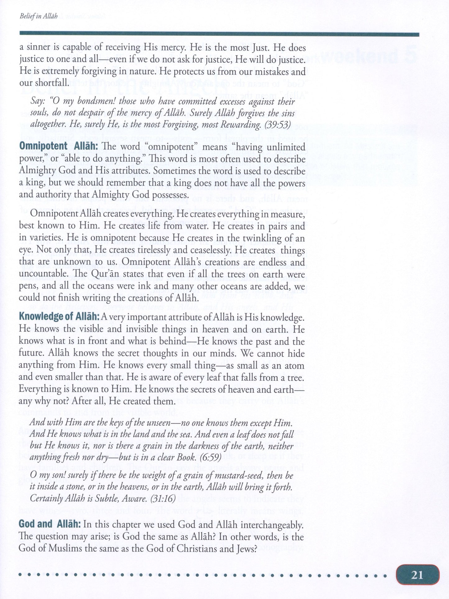 Weekend Learning Islamic Studies - Level 11-12