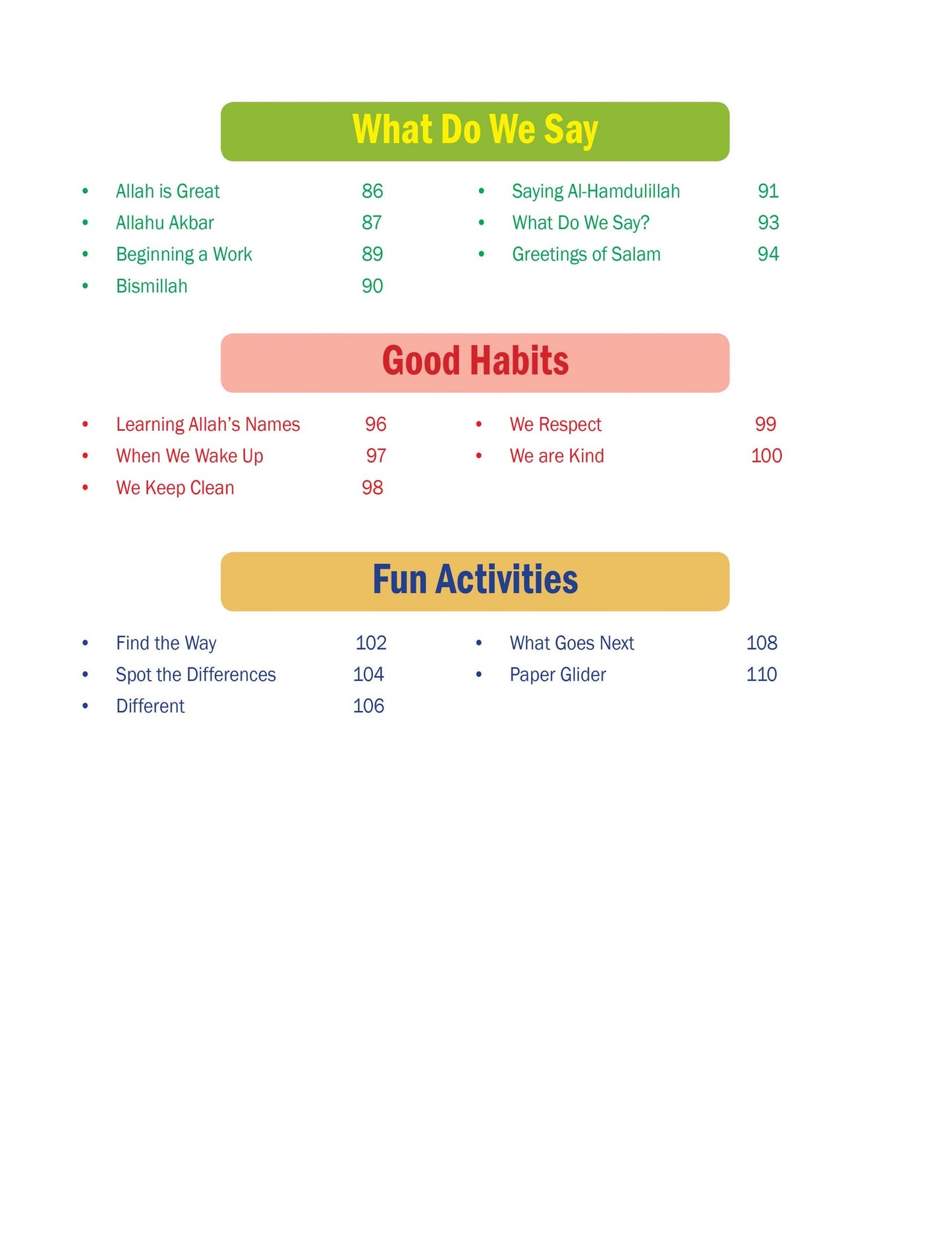 Weekend Learning Islamic Studies - Junior Kindergarten
