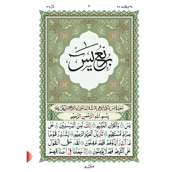 Al Qaidah An Nooraniyah & its application on Rub Ya'seen (South Asian Script)