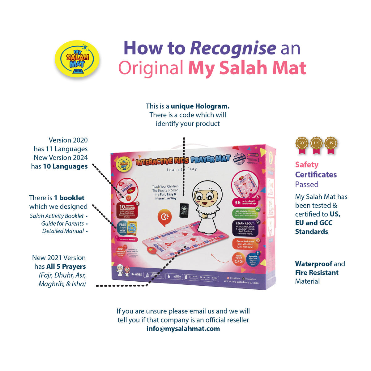 My Salah Mat - Interactive Prayer Mat for Kids - Pink