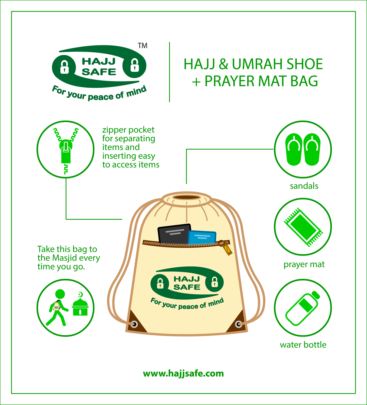Hajj & Umrah Shoe & Prayer Mat Bag