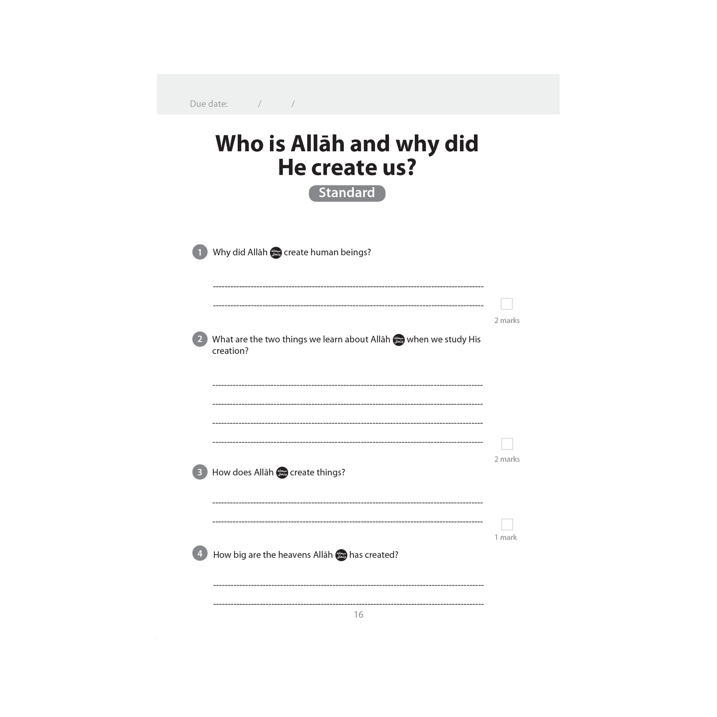 Safar Islamic Studies Workbook - Level 6
