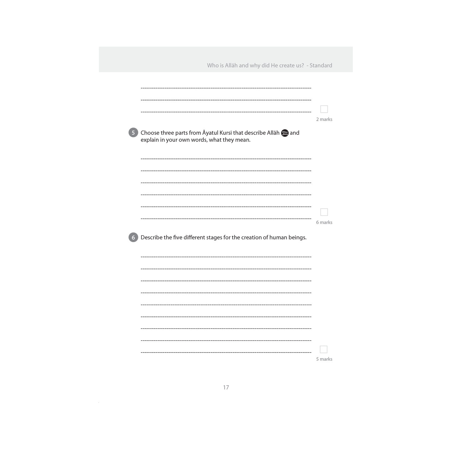 Safar Islamic Studies Workbook - Level 6