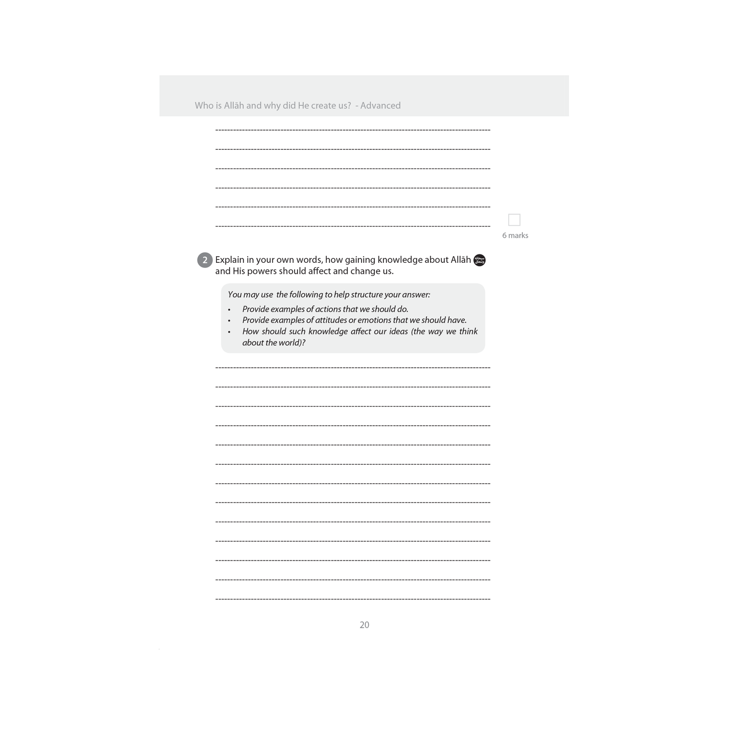 Safar Islamic Studies Workbook - Level 6