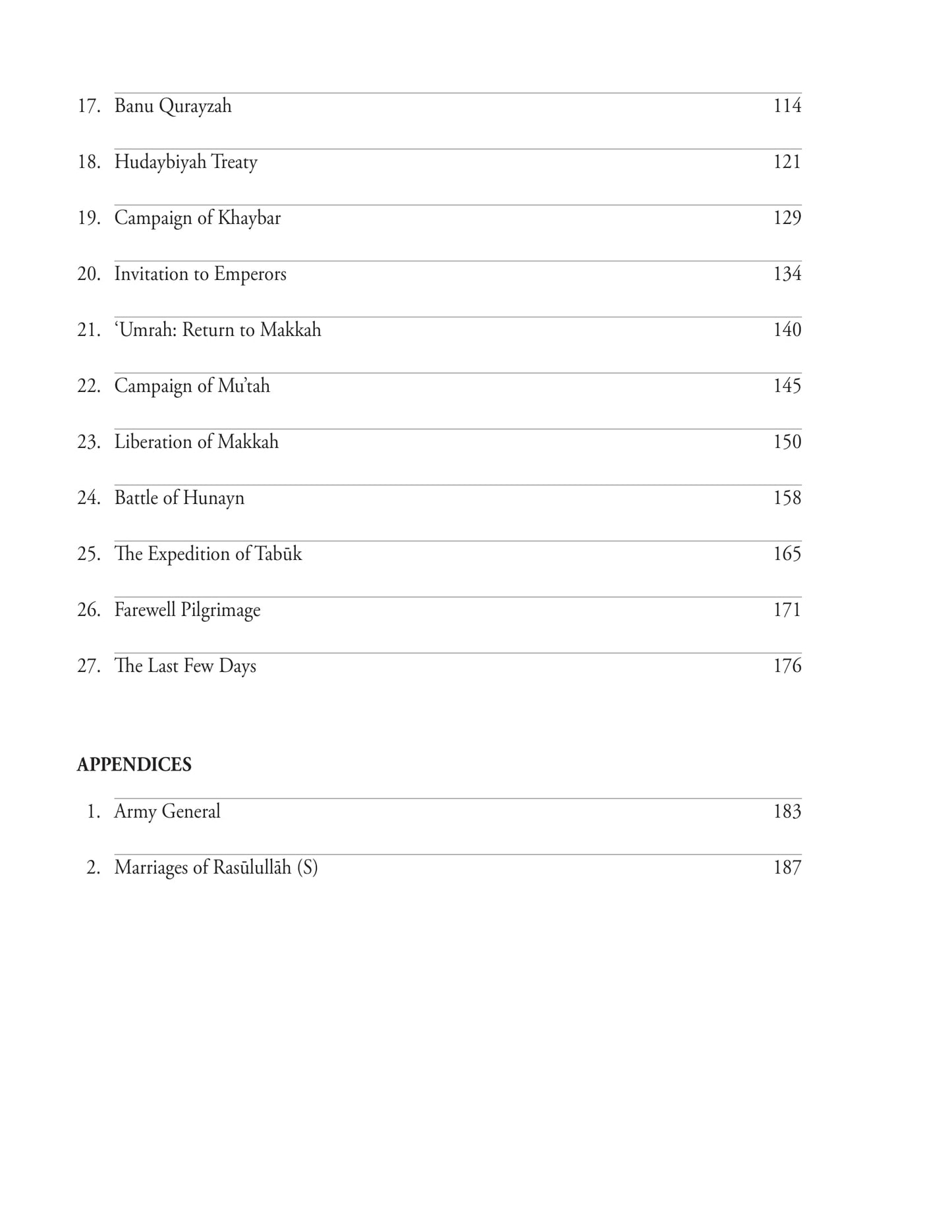 Life of Rasulullah - Madinah Period - Seerah - Weekend Learning Publishers - Table of Contents - Page 2