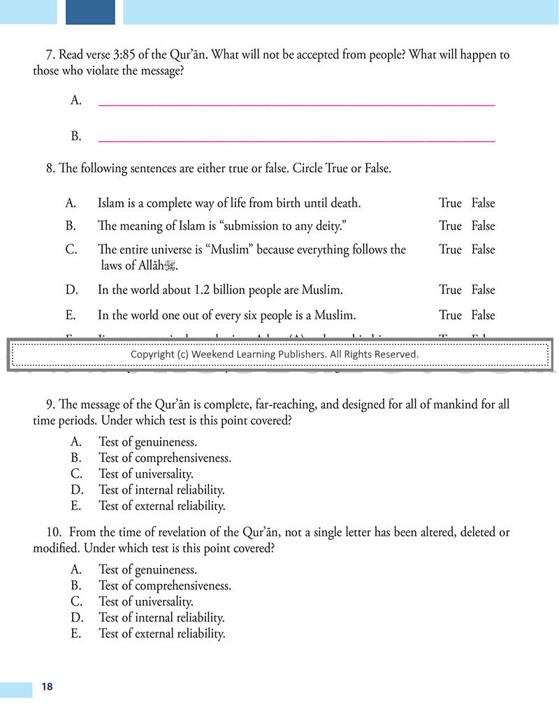 Weekend Learning Islamic Studies - Level 7