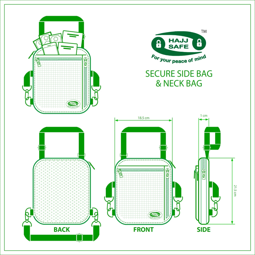 Anti-Theft Side Bag & Neck Bag for Hajj & Umrah (Medium)
