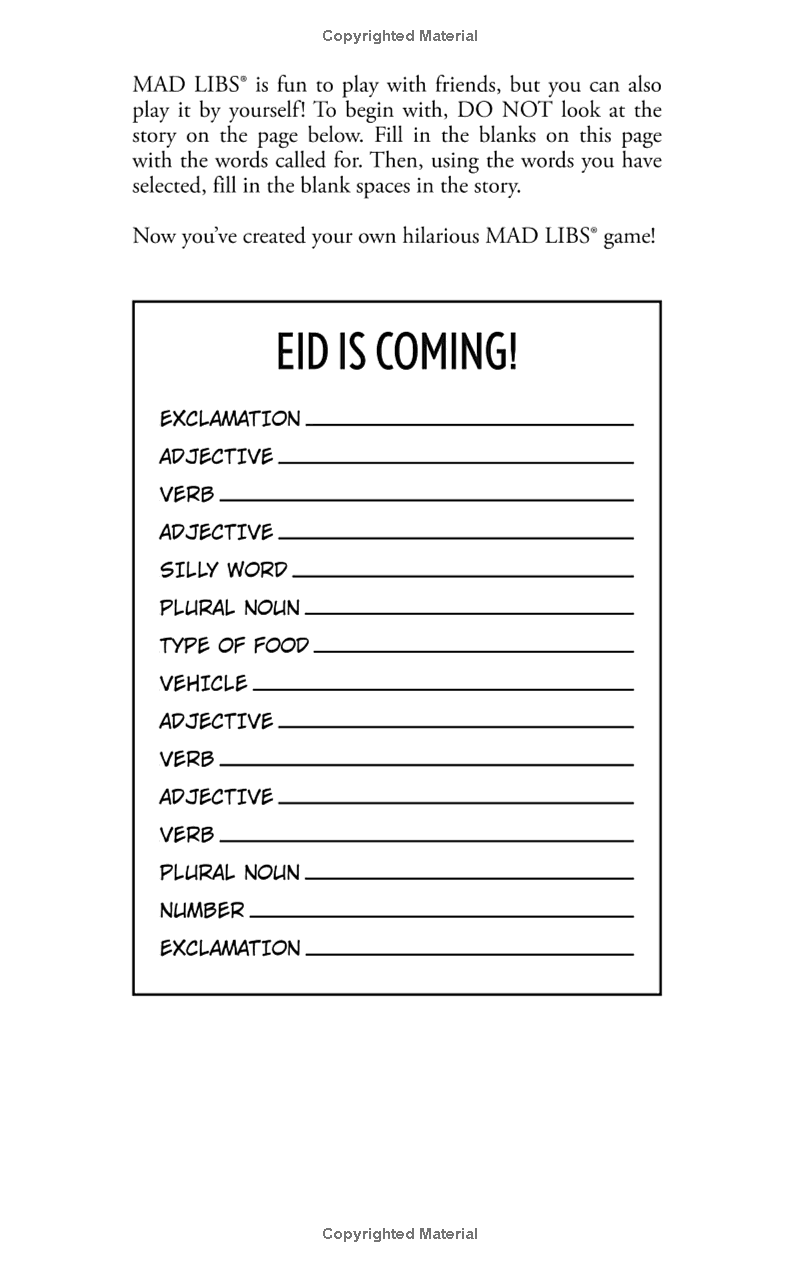 Eid Al-Fitr Mad Libs - World's Greatest Word Game