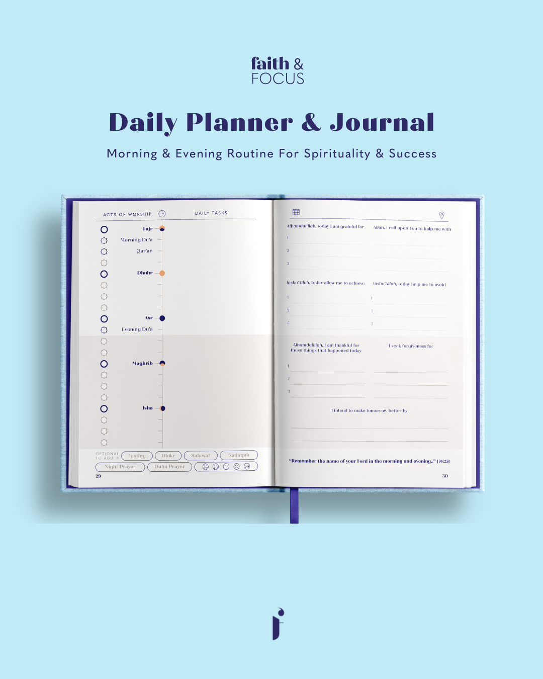 Faith and Focus Daily Muslim Productivity Planner & Journal