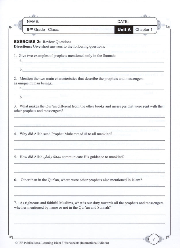 Learning Islam Workbook - Level 3 (Grade 8)