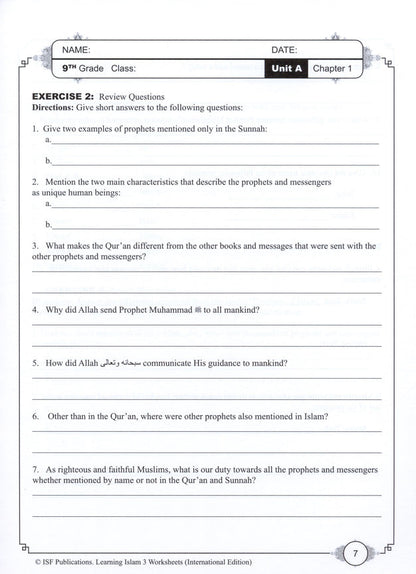 Learning Islam Workbook - Level 3 (Grade 8)