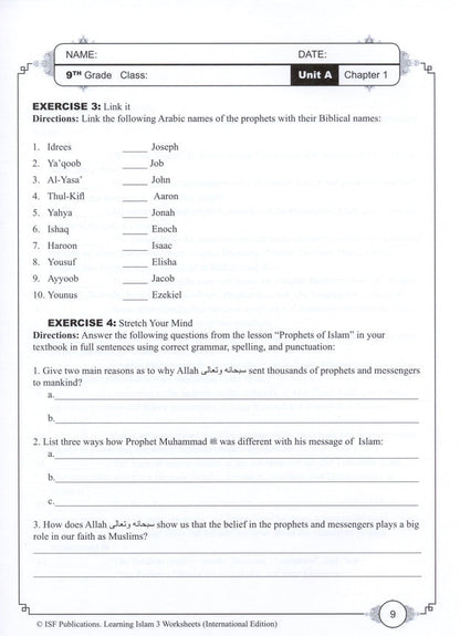 Learning Islam Workbook - Level 3 (Grade 8)