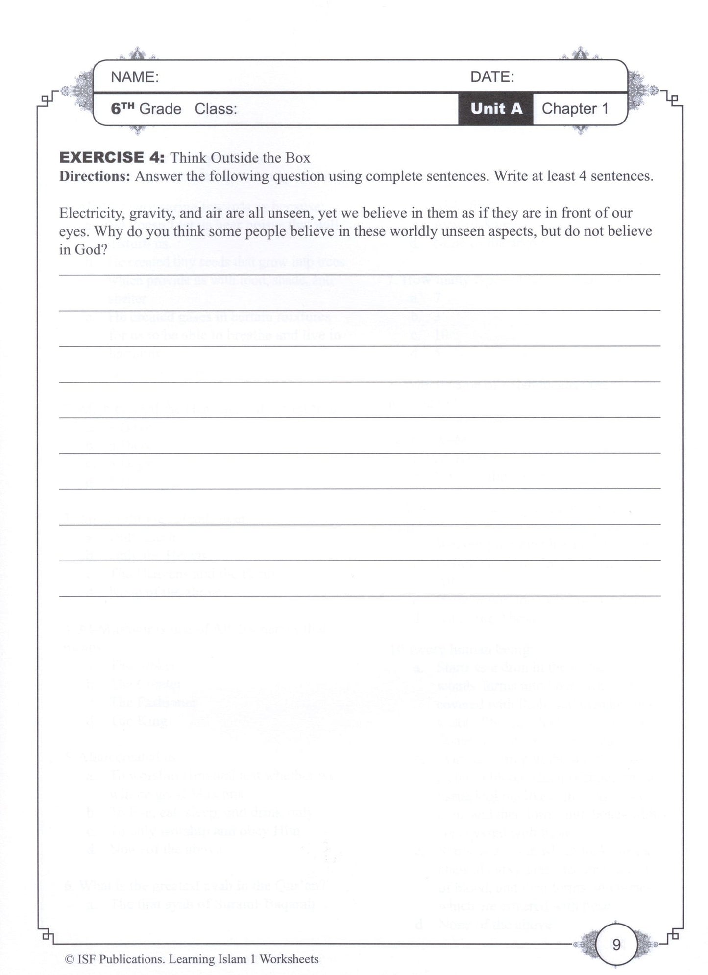 Learning Islam Workbook - Level 1 (Grade 6)