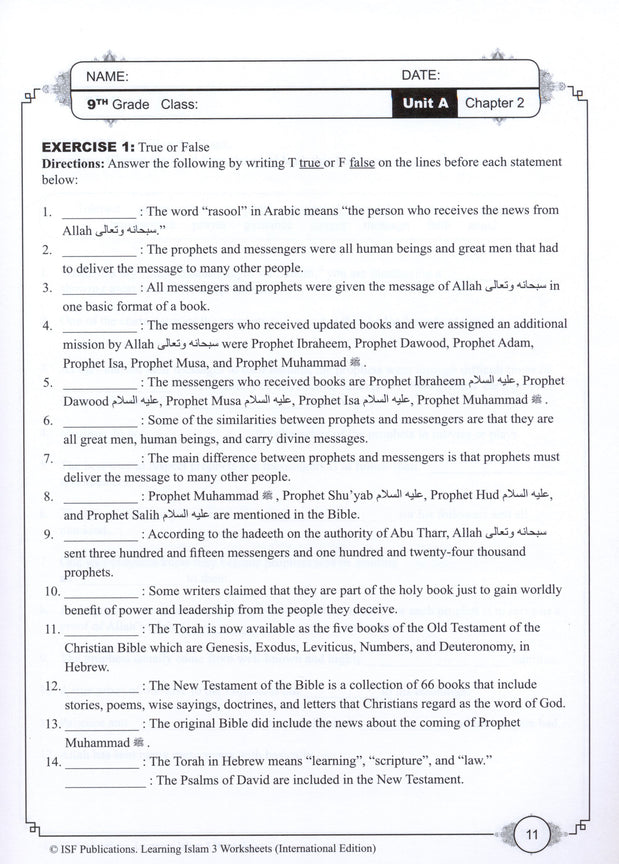 Learning Islam Workbook - Level 3 (Grade 8)