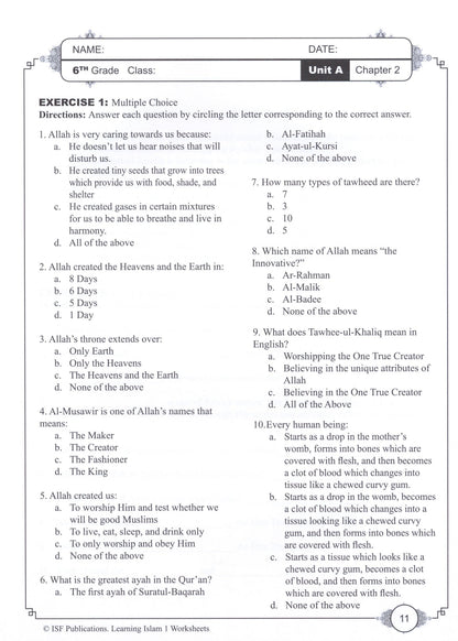 Learning Islam Workbook - Level 1 (Grade 6)