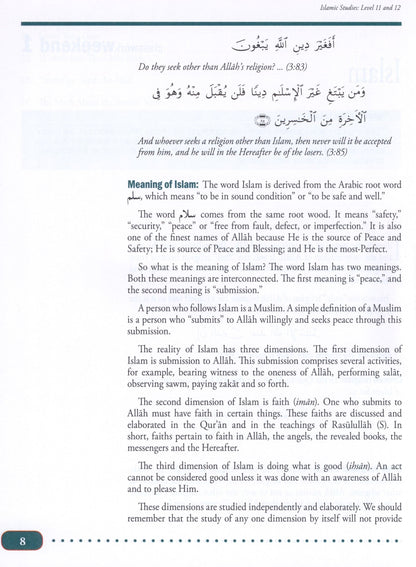 Weekend Learning Islamic Studies - Level 11-12