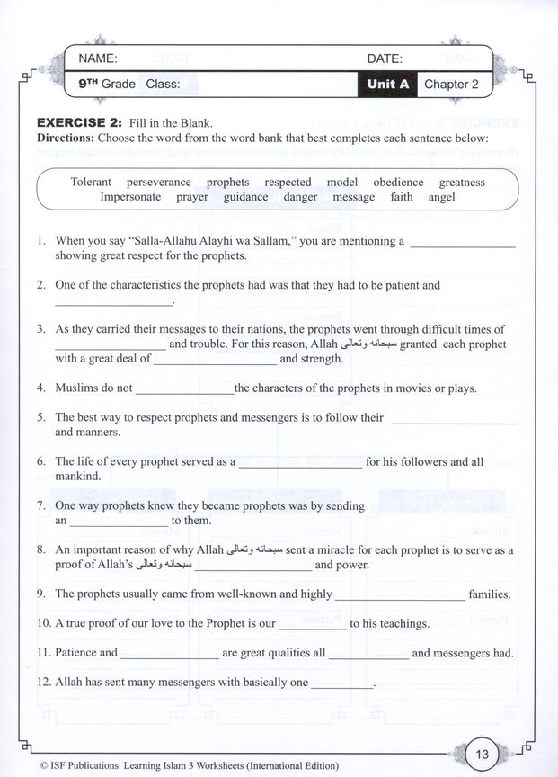 Learning Islam Workbook - Level 3 (Grade 8)