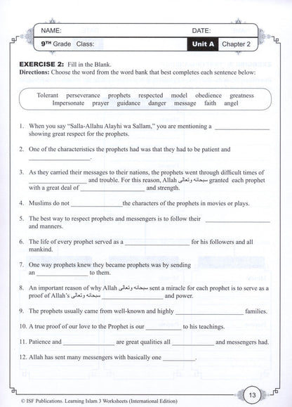 Learning Islam Workbook - Level 3 (Grade 8)