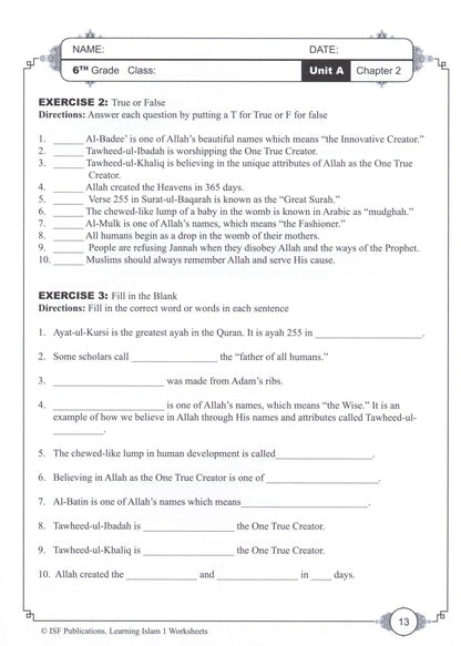 Learning Islam Workbook - Level 1 (Grade 6)