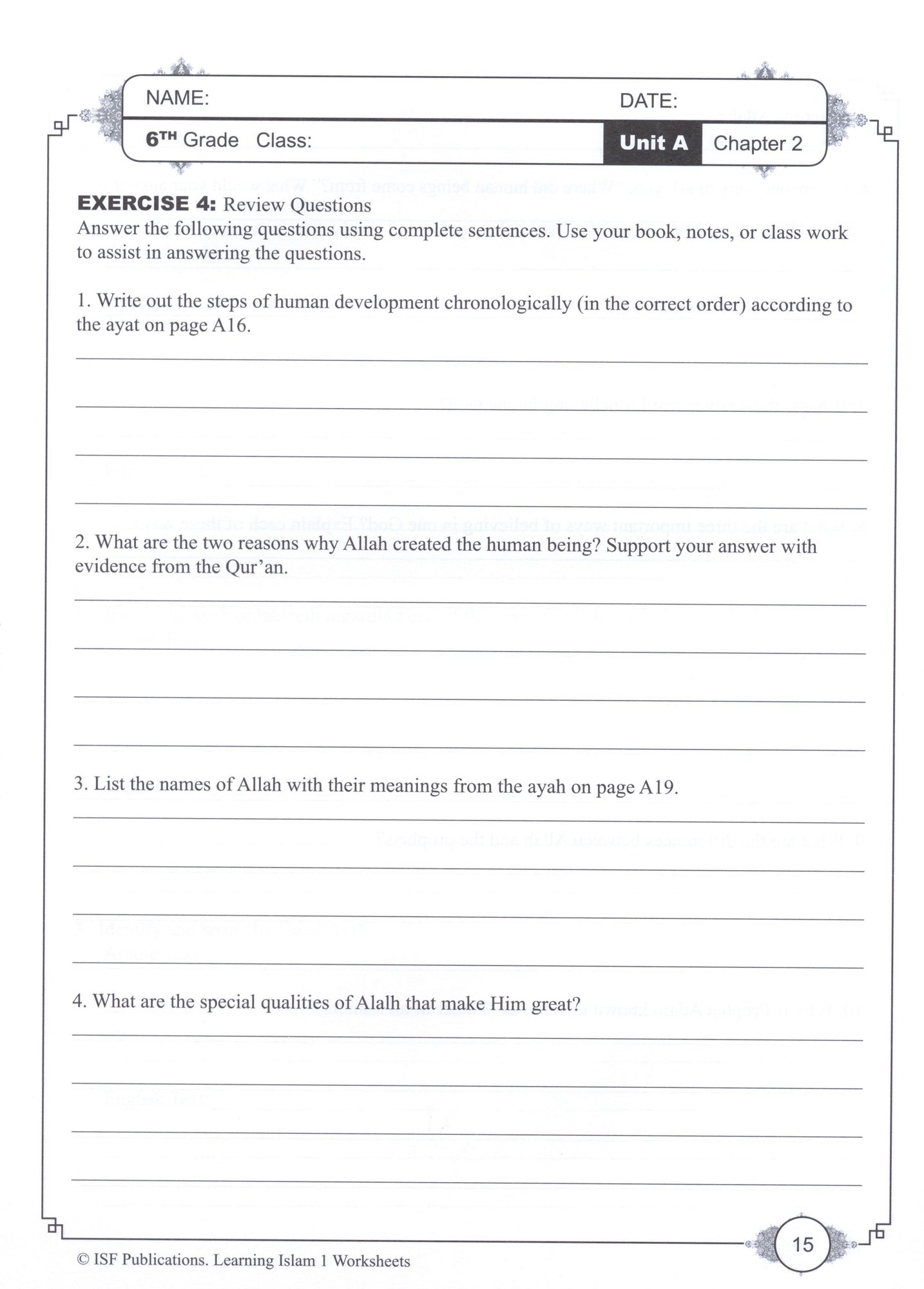 Learning Islam Workbook - Level 1 (Grade 6)