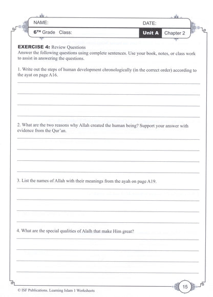 Learning Islam Workbook - Level 1 (Grade 6)