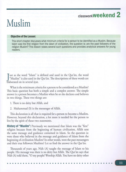 Weekend Learning Islamic Studies - Level 11-12