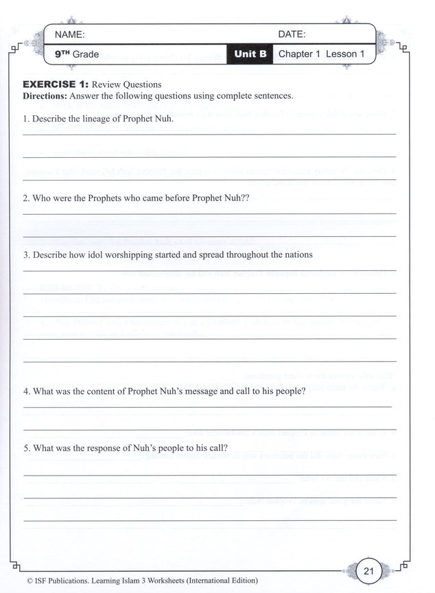 Learning Islam Workbook - Level 3 (Grade 8)