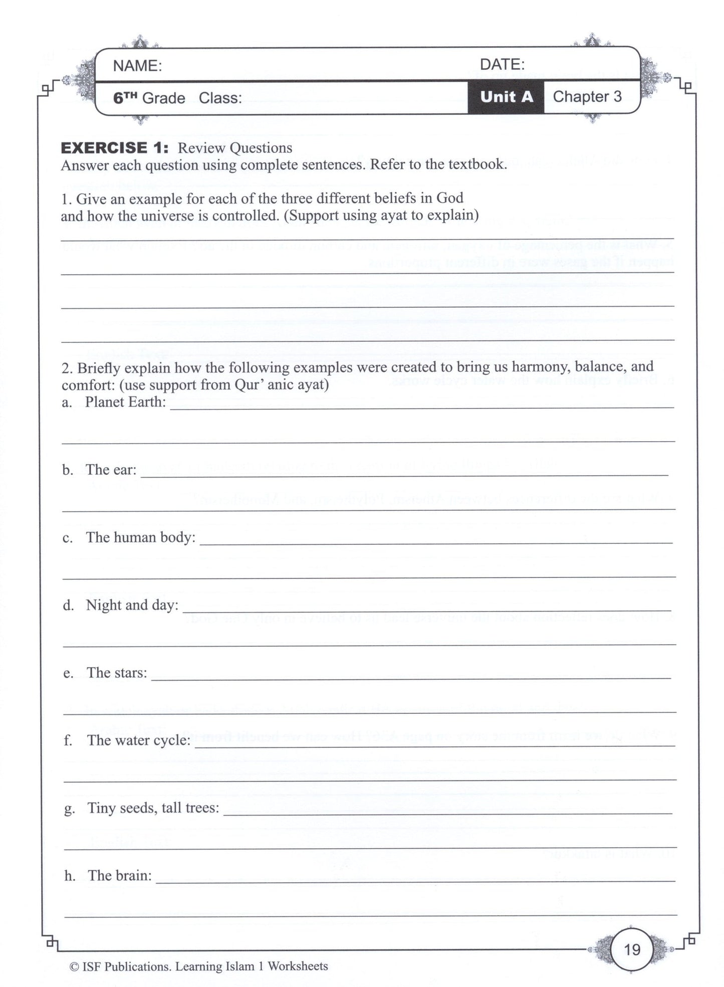 Learning Islam Workbook - Level 1 (Grade 6)