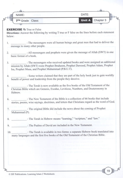 Learning Islam Workbook - Level 2 (Grade 7)