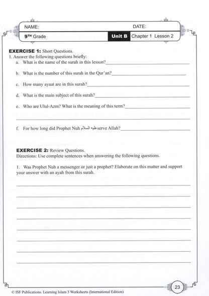 Learning Islam Workbook - Level 3 (Grade 8)