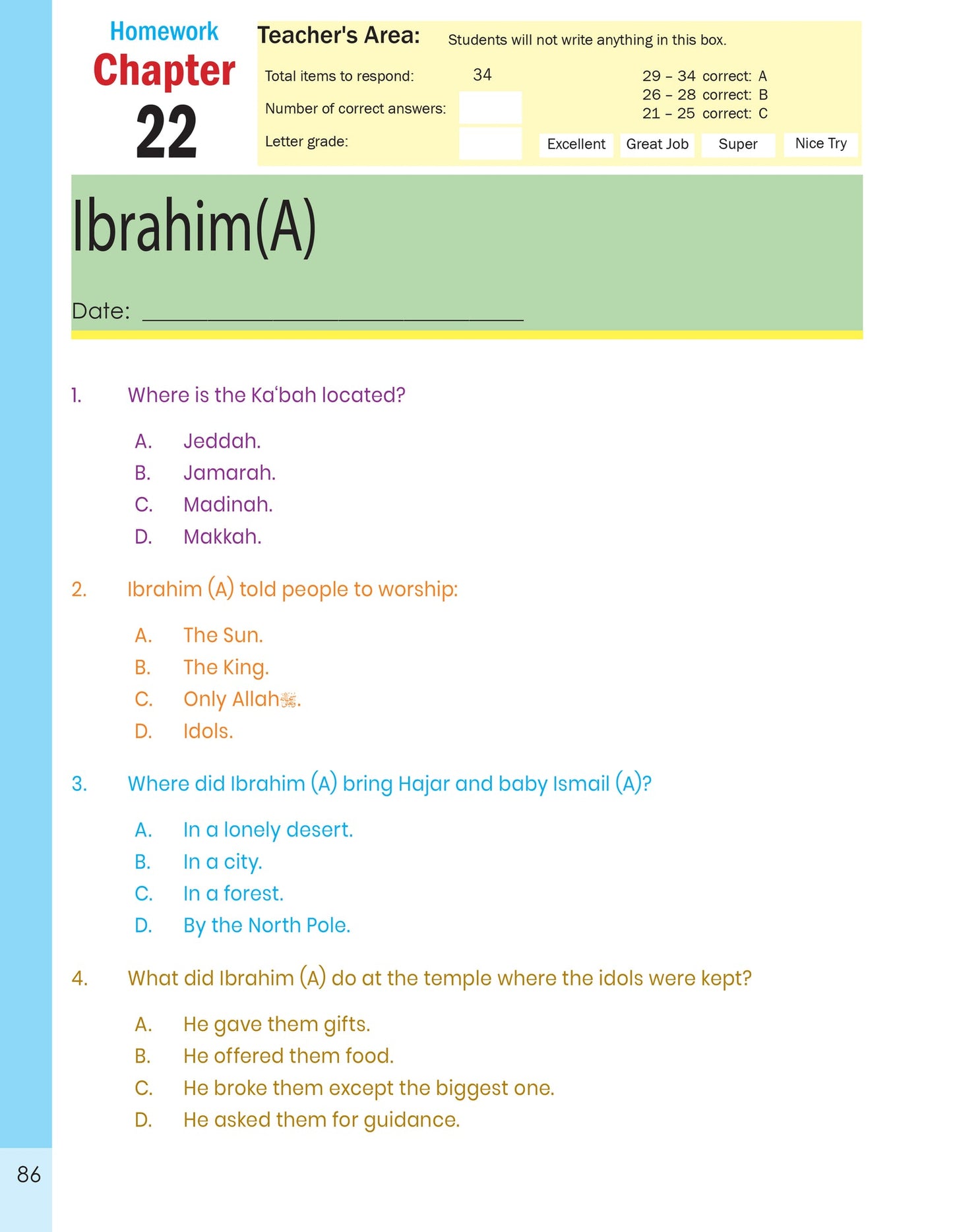 The Message of Islam Workbook - Level 1