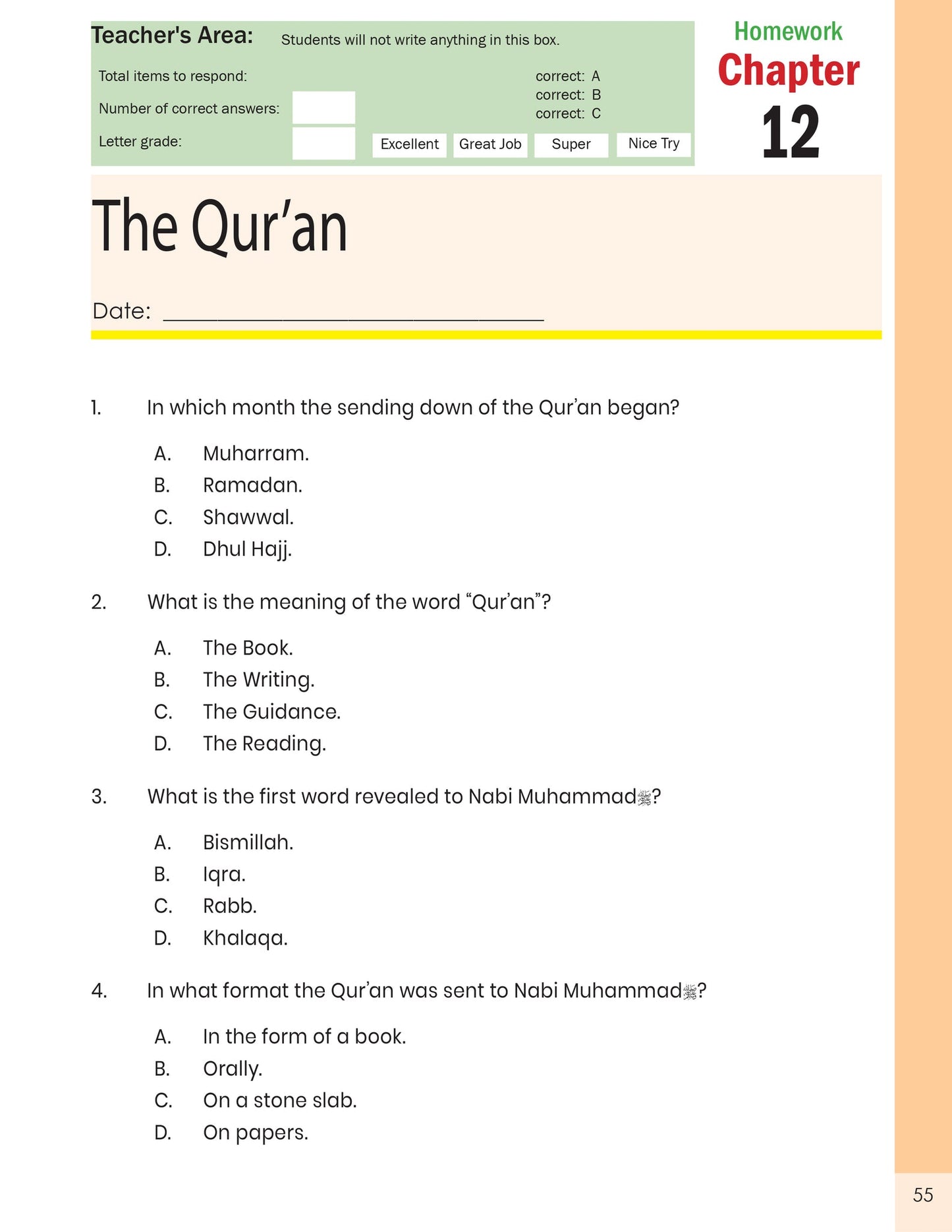 The Message of Islam Workbook - Level 2