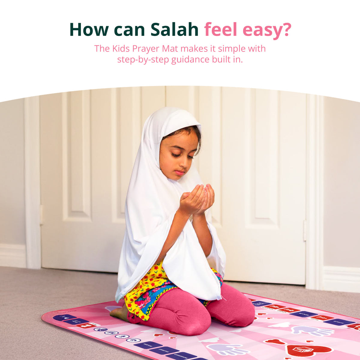 My Salah Mat - Interactive Prayer Mat for Kids - Pink