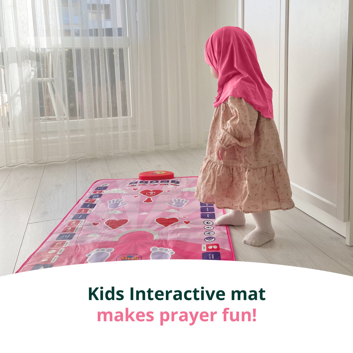 My Salah Mat - Interactive Prayer Mat for Kids - Pink