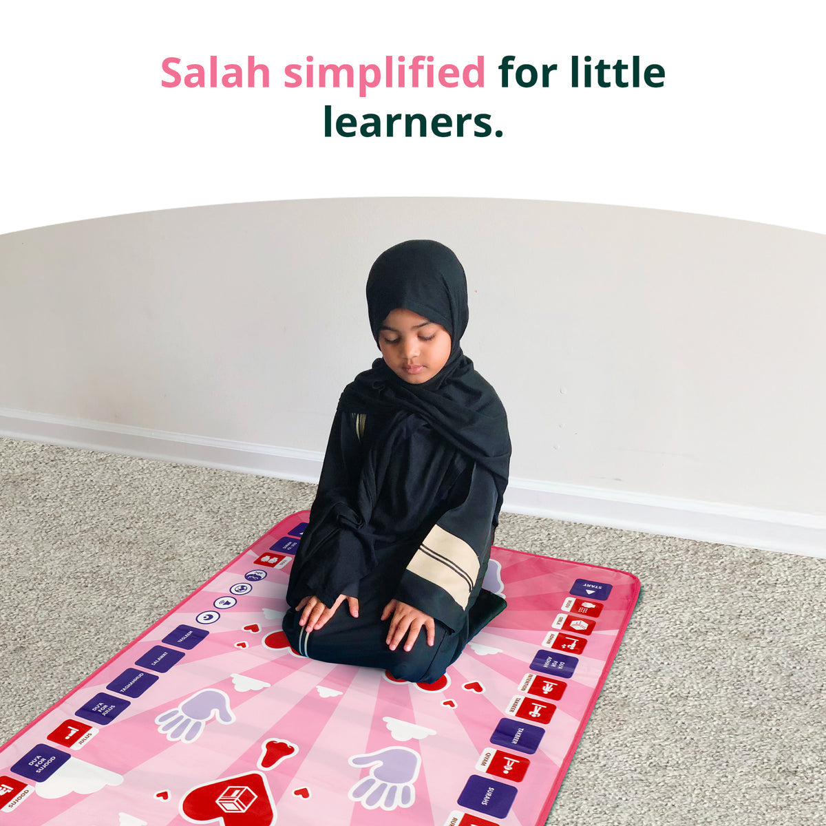My Salah Mat - Interactive Prayer Mat for Kids - Pink