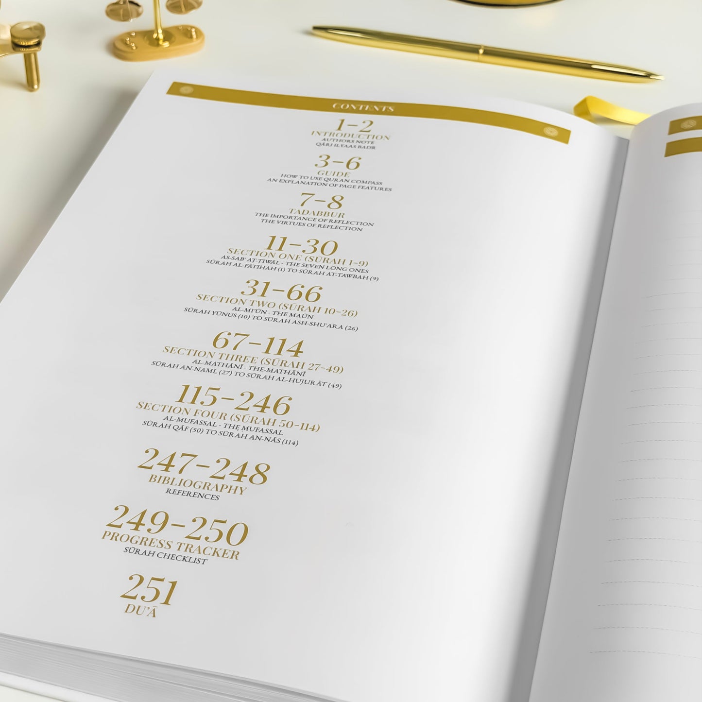 Quran Compass: Surah by Surah Study Guide & Reflection Journal