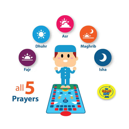 My Salah Mat - Interactive Prayer Mat for Kids - Blue