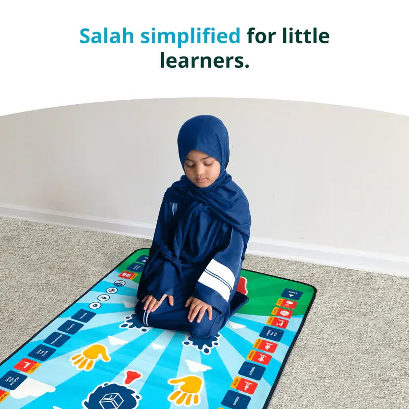 My Salah Mat - Interactive Prayer Mat for Kids - Blue