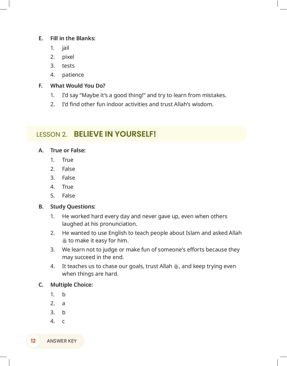 The Clear Deen - Level 4 Pacing Chart