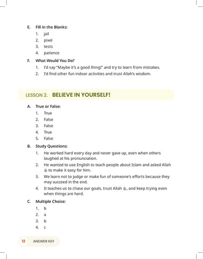 The Clear Deen - Level 4 Pacing Chart