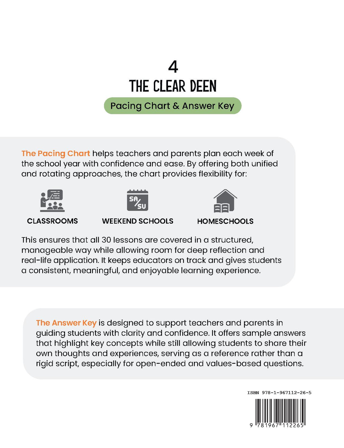 The Clear Deen - Level 4 Pacing Chart