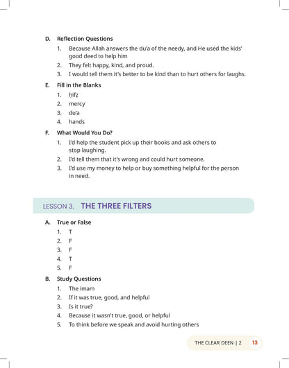 The Clear Deen - Level 2 Pacing Chart